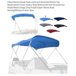 4 Bow Marine Grade Fade and Crack Resistant Bimini Top Replacement Cover Gray